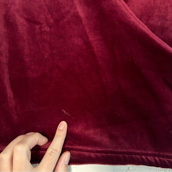 Planet Love Red Velvet V-Neck Long Sleeve Crop Top Medium Holiday Vintage - Picture 7 of 7